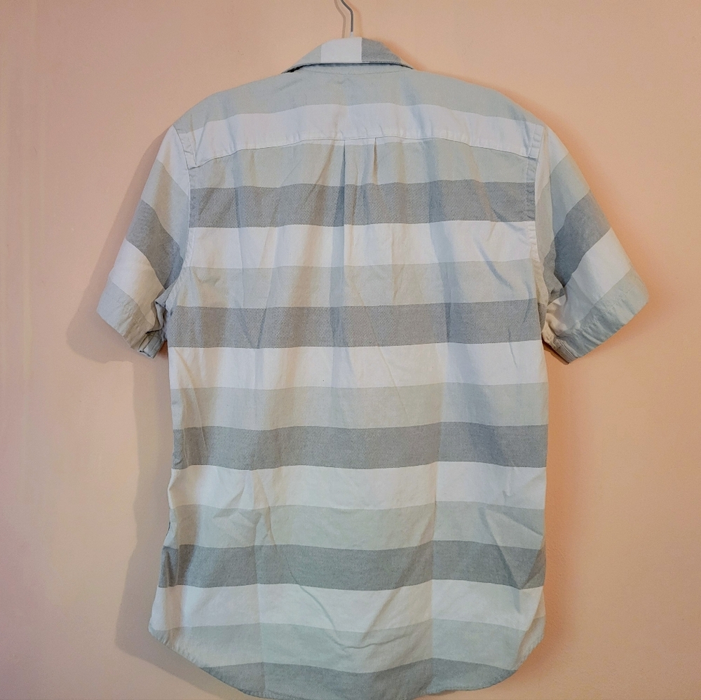 J. Crew Short Sleeve Cotton Oxford Shirt, White & Gray, M, EUC - Picture 9 of 14